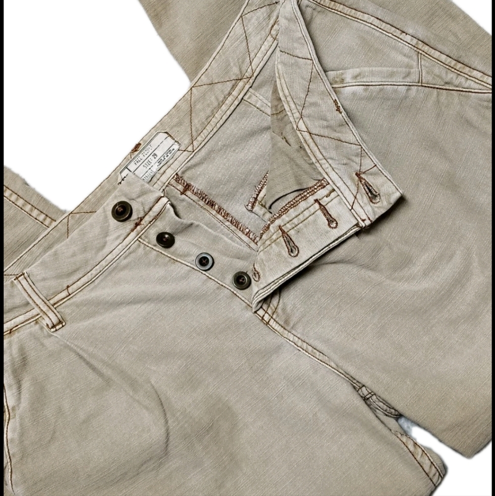 Free People Utility Boyfriend Button Fly Cotton Tan Pants Women's 29 Mid Rise - Picture 4 of 9